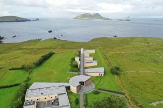 Aerial View of the Blasket Centre on axis with the Great Blasket in background