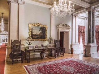 Farmleigh House interior with intricate tables and chairs